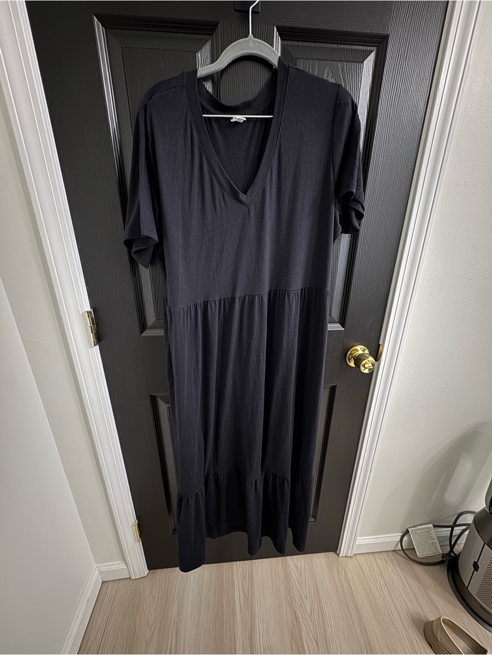 Classic Navy V-Neck Tiered Maxi Dress